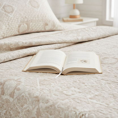 Patchwork Damask Patterned Quilted Blanket Sets