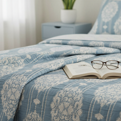 Damask Medallion Patterned Quilt Sets