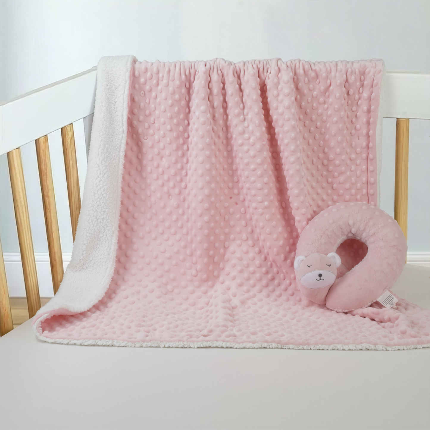 Sleepy Bear Baby Blanket with Neck Pillow