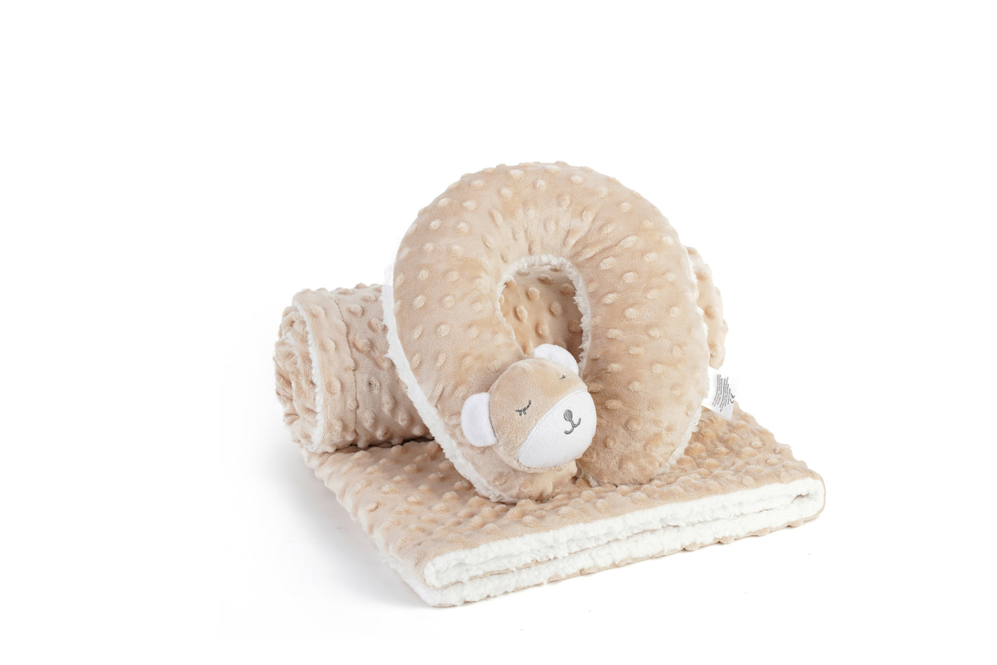 Sleepy Bear Baby Blanket with Neck Pillow