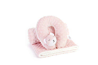 Sleepy Bear Baby Blanket with Neck Pillow