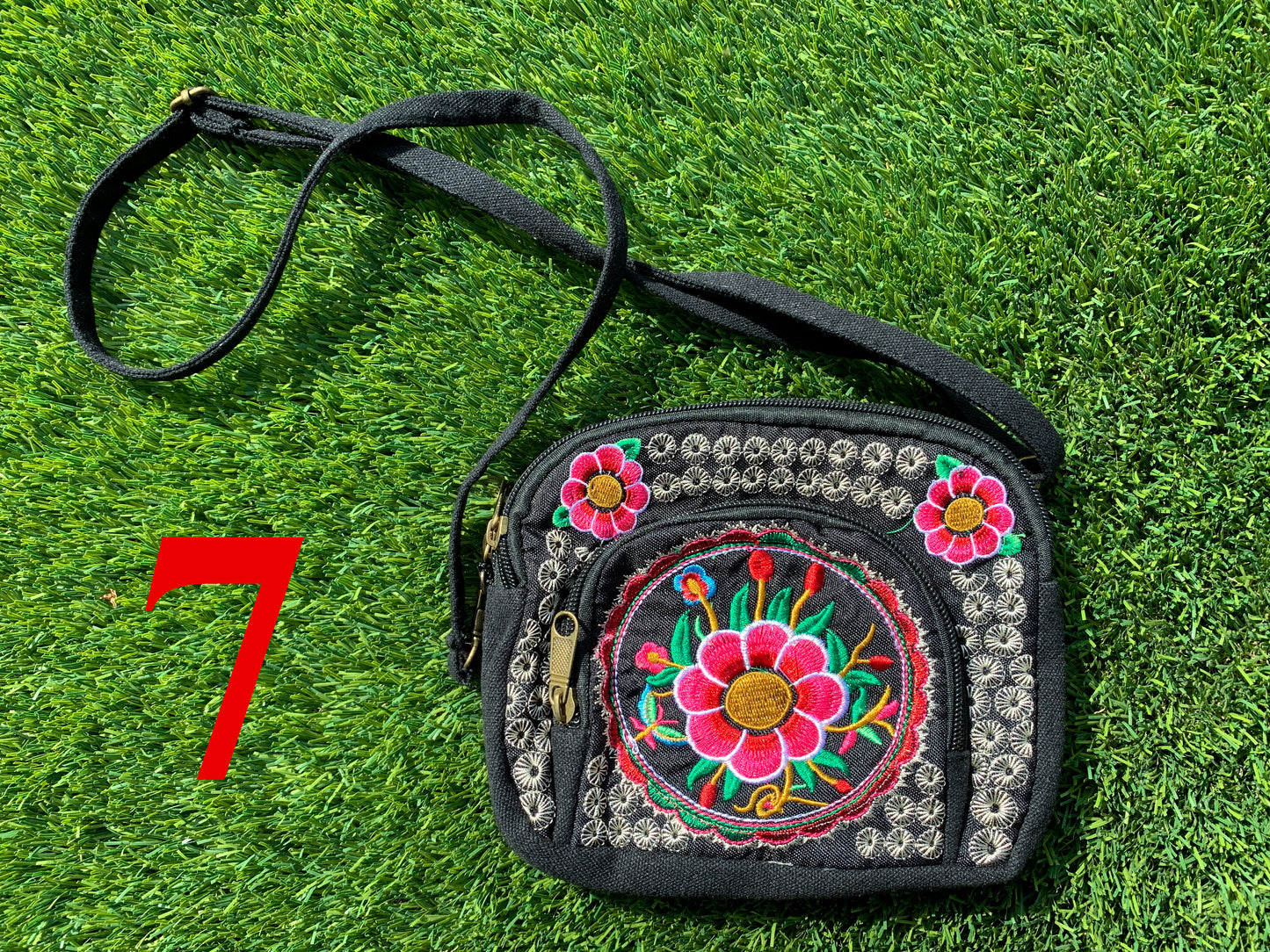 Floris Linens1823 Floral Embroidered Artisanal Mexican Clutch/Crossbody Bag, Straps Included