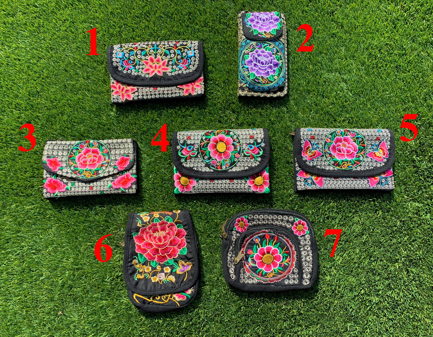 Floris Linens1823 Floral Embroidered Artisanal Mexican Clutch/Crossbody Bag, Straps Included