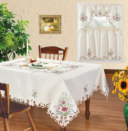 Floris Linens Julianne Kitchen Curtain and Tablecloth Set