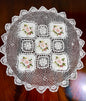 Floris Linens Kyla Crochet Patterned Table Topper with Handmade Flower Embroidery