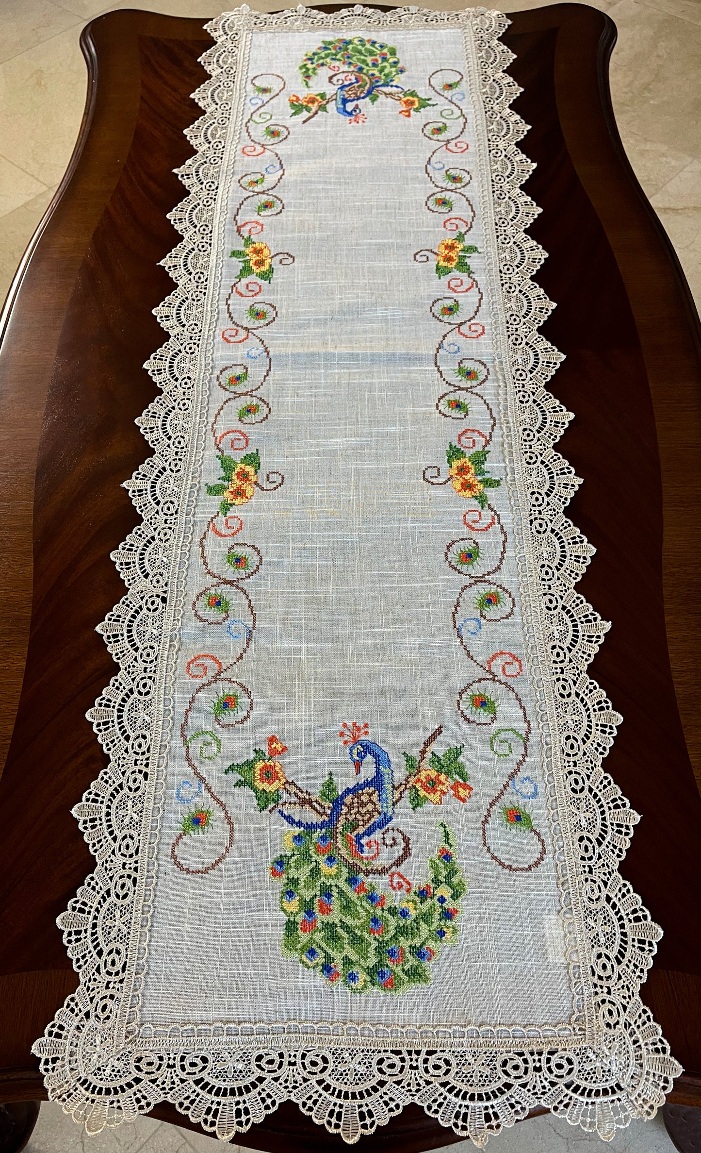 Peacock Table Runner and Placemats