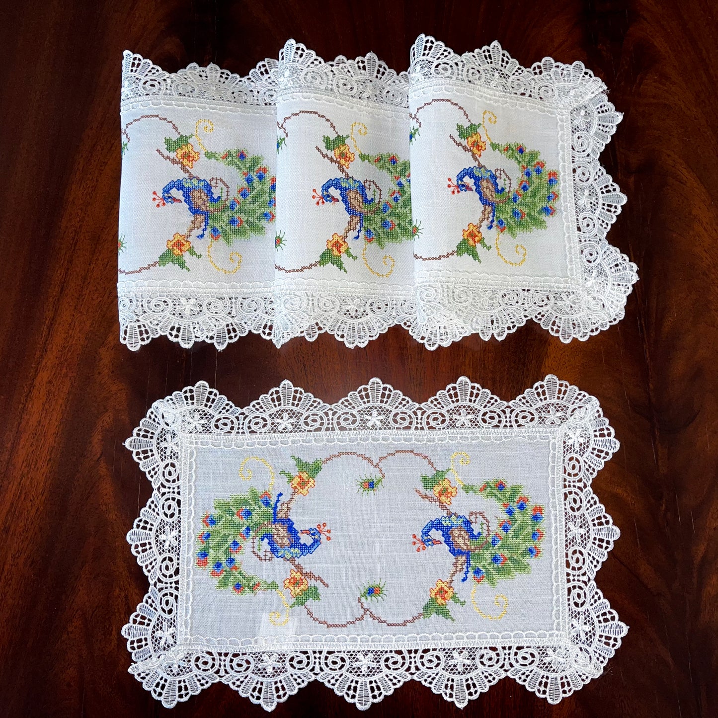 Peacock Table Runner and Placemats