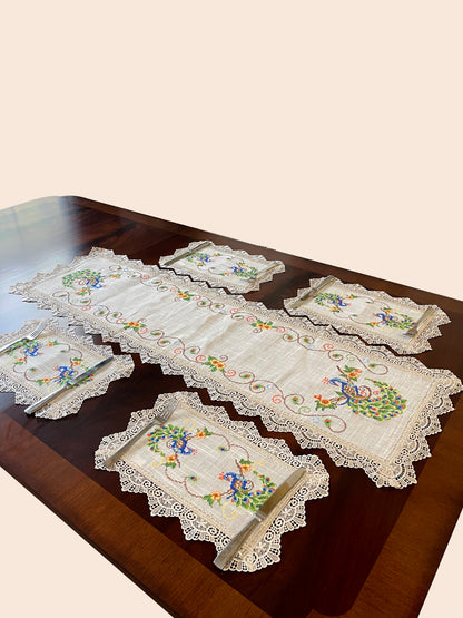 Peacock Table Runner and Placemats