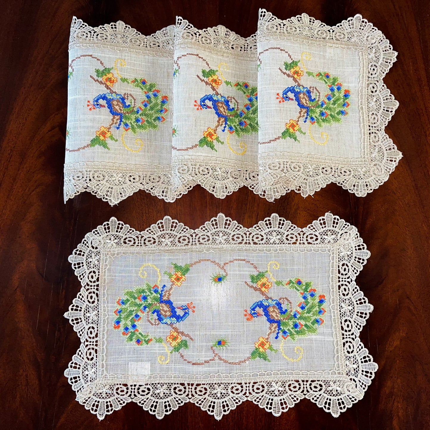 Peacock Table Runner and Placemats