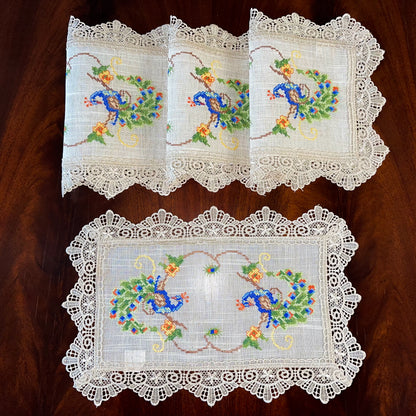 Peacock Table Runner and Placemats