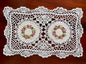 Floris Linens Hailey Crochet Patterned Placemats with Handmade Flower Embroidery