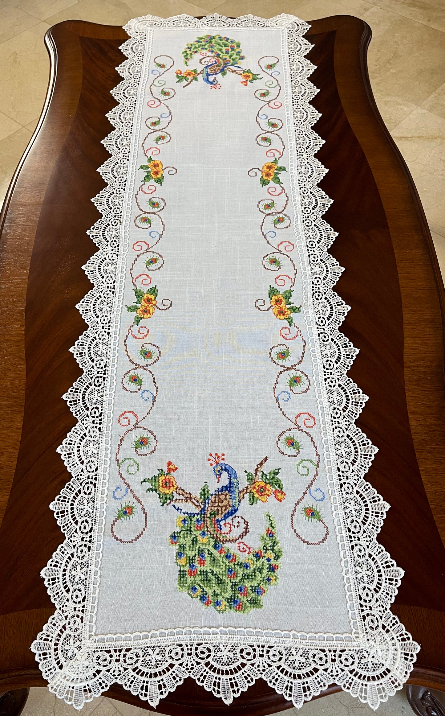 Peacock Table Runner and Placemats