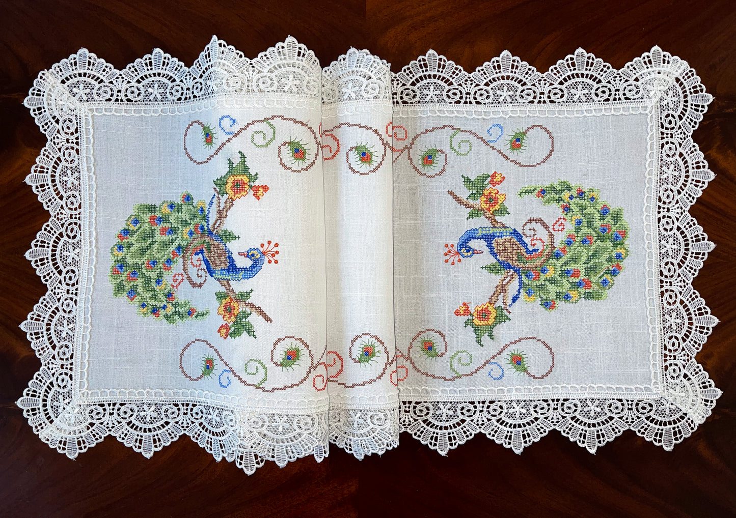 Peacock Table Runner and Placemats