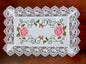 Floris Linens Rasa Embroidered Rose Placemat with Intricate Lace Pattern, Cross-Stitched