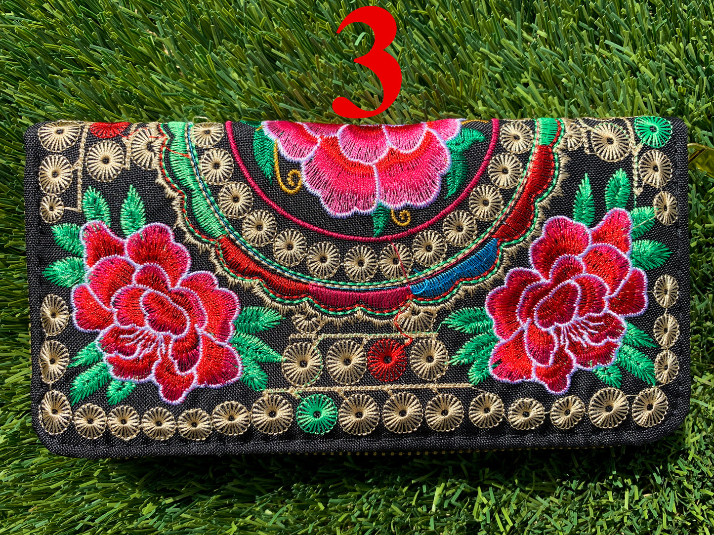 Floris Linens Embroidered Artisanal Mexican Clutch with Floral Designs