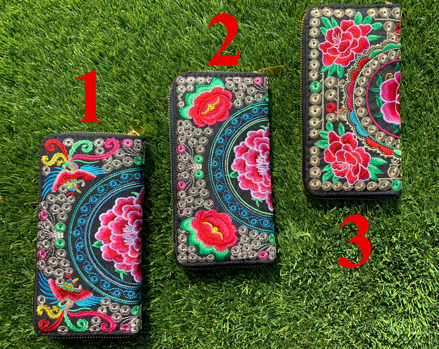 Floris Linens Embroidered Artisanal Mexican Clutch with Floral Designs