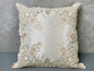 Floris Linens Etta Embroidered Decorative Pillow Cover, 15" x 15", Classic Lace Design, Beige and White