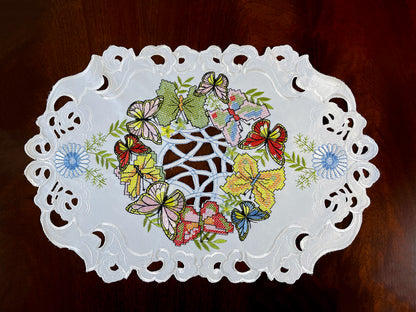 Floris Linens Marin Butterfly Embroidered Cutwork Placemat