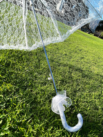 Rimmed White Lace Parasol