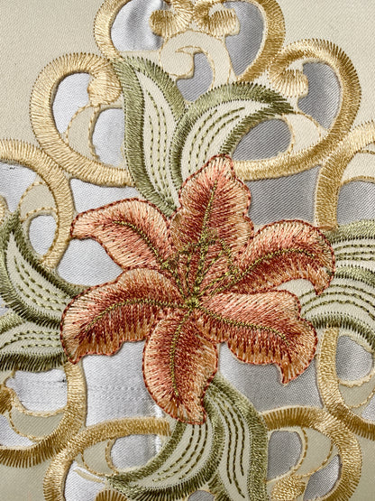 Floris Linens Sophia Embroidered Decorative Pillow Cover, 15" x 15", Flower Design, No Insert Included