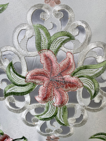 Floris Linens Sophia Embroidered Decorative Pillow Cover, 15" x 15", Flower Design, No Insert Included